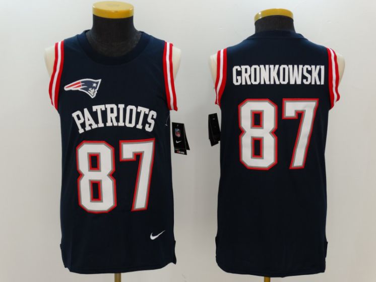 2017 Nike NFL New England Patriots #87 Gronkowski blue Men Stitched Limited Tank Top Jersey->houston texans->NFL Jersey